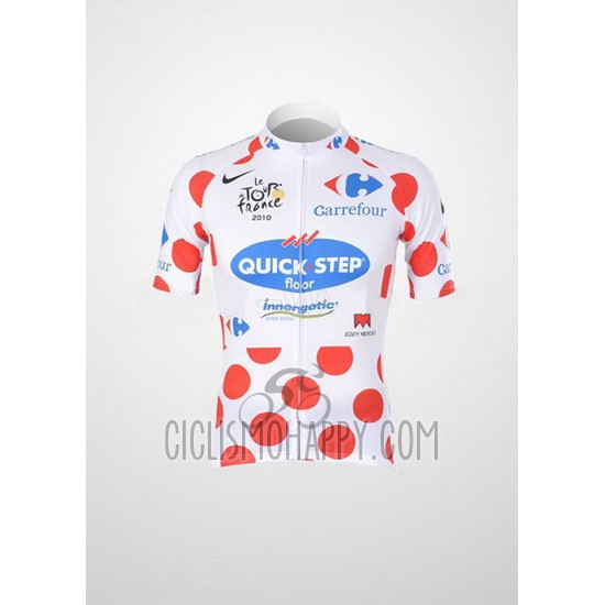 Quick Step Floor Cycling Jersey Bib Short 2010 Men Short Sleeve Lider Red and White